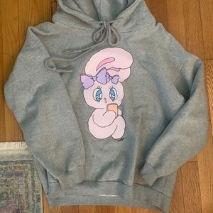 OFFICIAL ESTHER LOVES CHUU Bunny Gray Hooded Sweatshirt One Size Women/Girls